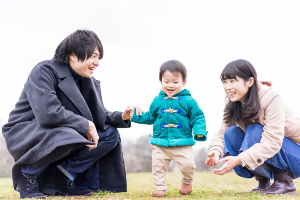 公園での家族写真撮影